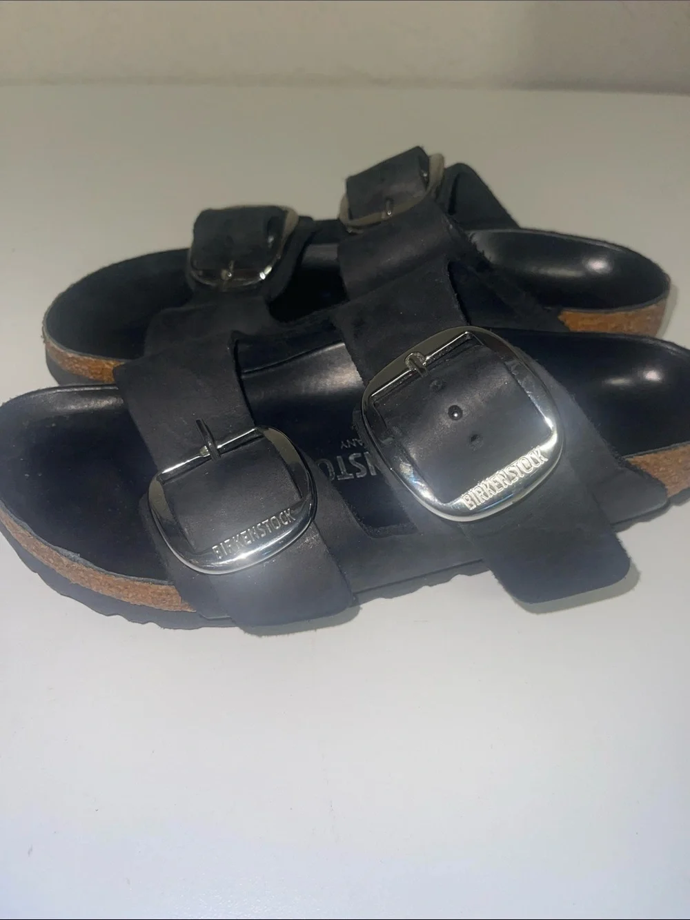 Birkenstock Arizona Big Buckle Sandals in Black silver Buckles 36 5